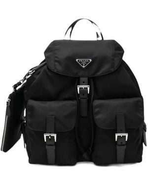 Prada Mochila Re-Nylon Mediana - Negro