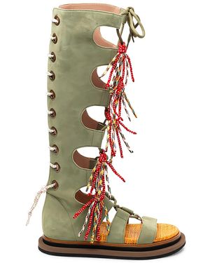 Hogan Lace-Up Tassel Sandals - Green