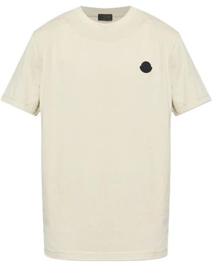 Moncler Logo-Patch Cotton T-Shirt - Natural