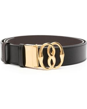 Bally Emblem Reversible Leather Belt - Black