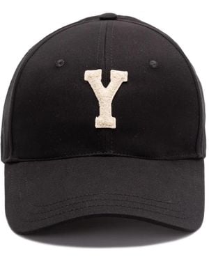 Saint Laurent Gorra De Gabardina De Algodon Con Parche - Negro