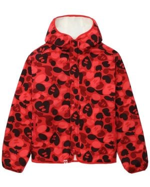 A Bathing Ape Apee Hooded Camouflage Jacket - Red