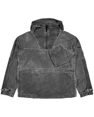 Stone Island Q100035 Uneven Pigment-Dyed Nylon Smerigliato + Nylon Canvas Hoodie - Grey