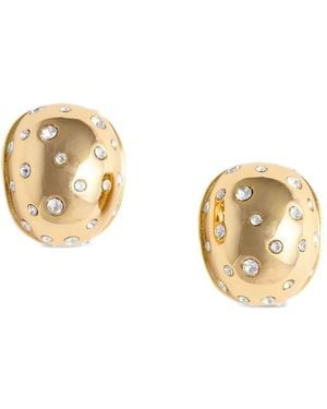 Self-Portrait Crystal-Embellished Oval Earrings - Metallic