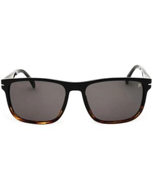 David Beckham Rectangle-Frame Horn Sunglasses - Black