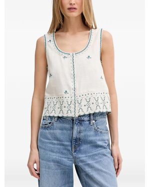 INTROPIA Carmela Scalloped-Hem Blouse - Blue