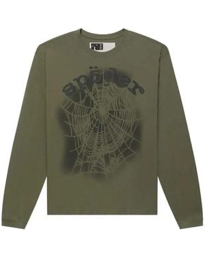 Sp5der Distressed Og Web V2 T-Shirt - Green