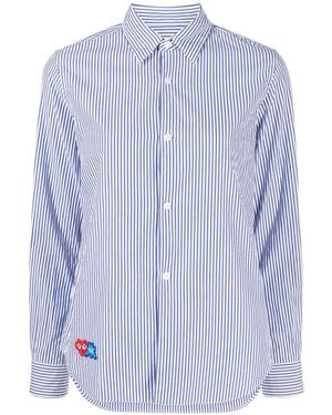 COMME DES GARÇONS PLAY X Invader ストライプ シャツ - ブルー