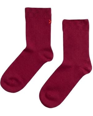 Chinti & Parker Ribgebreide Sokken Met Geborduurd Logo - Rood