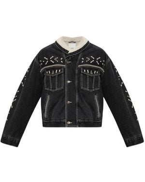Isabel Marant Jackson Embroidered Denim Jacket - Black