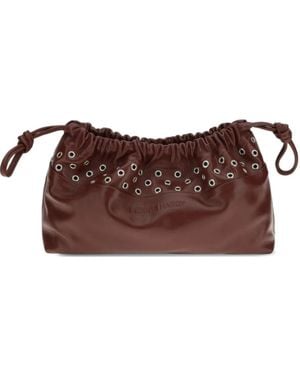 Pierre Hardy Twin Eyelets Drawstring Leather Clutch Bag - Brown