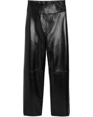Ami Paris Belted Leather Trousers - Black