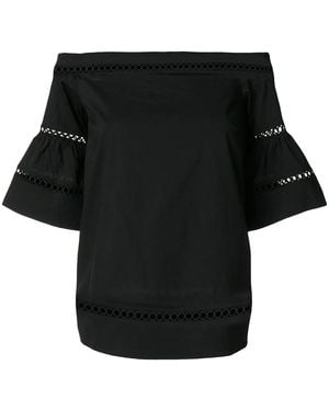 MICHAEL Michael Kors Embroidered Off Shoulder Top - Black