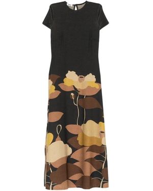 Siyu Glitter-Embellished Floral T-Shirt Dress - Black