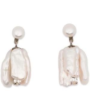 Simone Rocha Pendientes con perla y cristales - Neutro