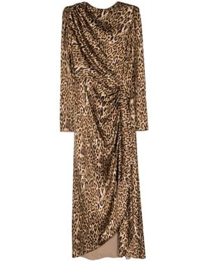 Costarellos Lala Leopard-Print Draped Dress - Natural