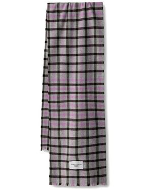 Marc O' Polo Check-Pattern Frayed Wool Scarf - White