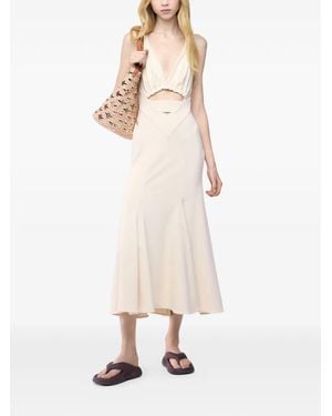 Rabanne Crossed Straps Midi Cut-Out Dress - Natural