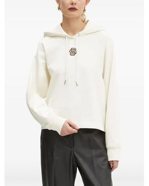 BOSS Sudadera con capucha y logo bordado - Blanco