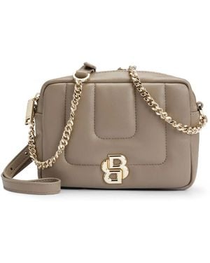 BOSS Logo-Plaque Crossbody Bag - Grey