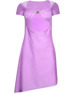 Marine Serre Draped Ring-Detail Dress - Purple
