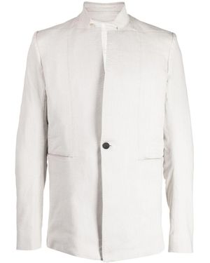 Boris Bidjan Saberi Single-Breasted Band-Collar Blazer - White