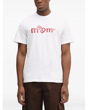 MSGM Handwritten Logo Print Cotton T-Shir - White
