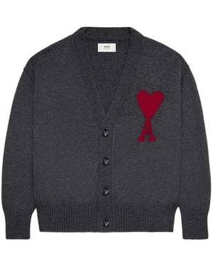 Ami Paris Ami de Coeur Cardigan mit Herz-Logo - Blau