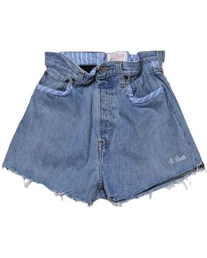 MC2 Saint Barth Short En Jean À Ourlet Frangé - Blue