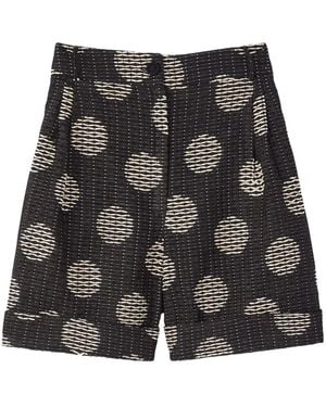 D'Estree Daniel Polka-Dot Jacquard Shorts - Black