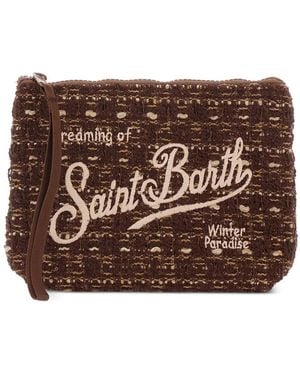 MC2 Saint Barth Aline Logo-Embroidered Clutch Bag - Brown
