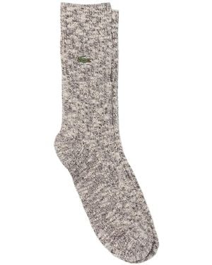 Lacoste Logo-Patch Ribbed Socks - Grey