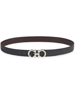 Ferragamo Gancini Buckle Reversible Belt - White