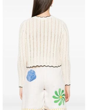 Ba&sh Sheila Scalloped-Trims Cardigan - White