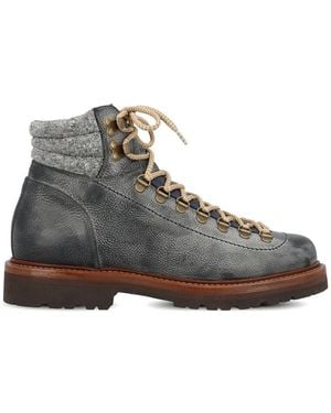 Brunello Cucinelli Leather Paneled Boots - Gray