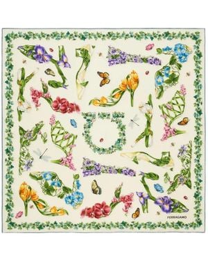 Ferragamo Pañuelo Con Estampado Floral - Verde