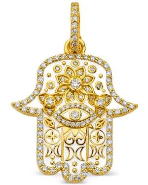 Buddha Mama Diamond And Enamel Hamsa Pendant - Metallic