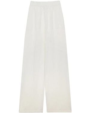 MSGM Logo-Embroidered Wide-Leg Trousers - White