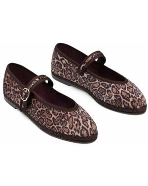 Flabelus Pierre Leopard-Print Velvet Ballet Flats - Brown