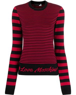 Love Moschino Jersey a rayas con logo bordado - Rojo