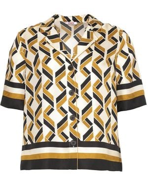 Eres Sonore Geometric-Print Short-Sleeve Shirt - Black