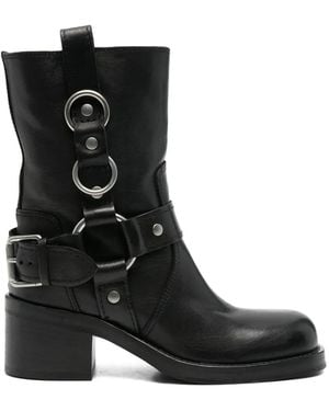 Ash Buckle-Strap Boots - Black