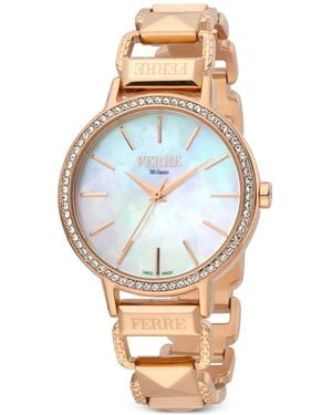 Ferré Classic Crystal-Embellished 34Mm Watch - Metallic