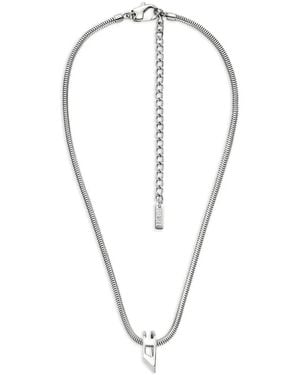 DIESEL D-Logo Snake-Chain Necklace - White