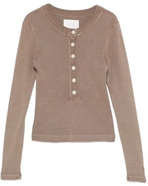 Citizens of Humanity Varra Henley Ribbed-Knit Top - Natural