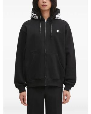 Aape By A Bathing Ape Logo-Patch Zip-Fastening Hoodie - Black