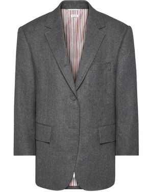 Thom Browne Solid Wool Flannel Oversized Sportcoat - Grey