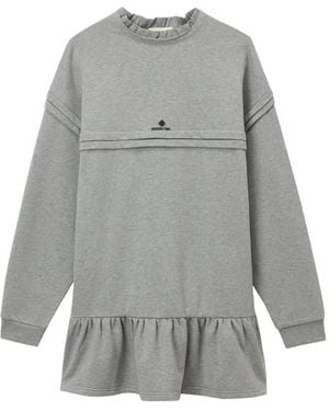 ShuShu/Tong Ruffled-Trim Logo-Embroidered Mini Dress - Grey