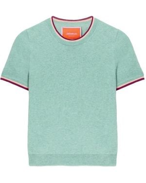 La DoubleJ T-Shirt Met Geribbelde Afwerking - Blauw