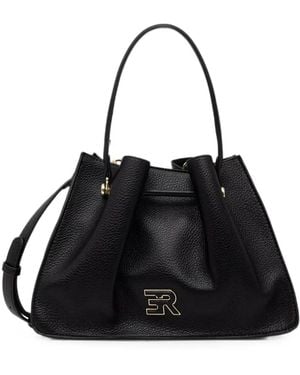ERMANNO FIRENZE Logo-Plaque Pebbled Shoulder Bag - Black